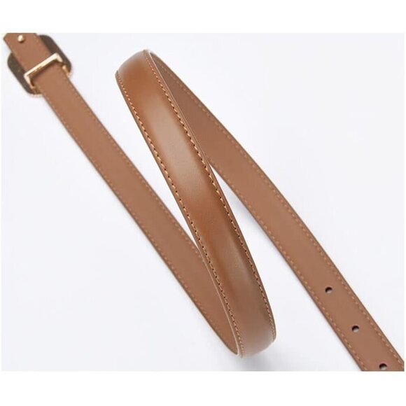 Women Leather Belt with Rhinestone Buckle 115cm Dress Jeans Accessories main image 4